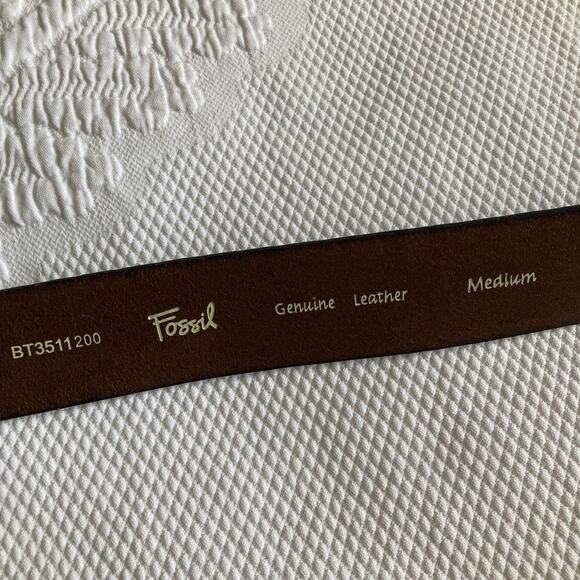 FOSSIL Brown Leather Belt Embossed Studded Southwest western boho Women's Medium - Picture 3 of 15